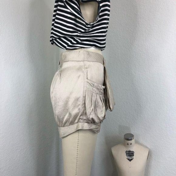 BCBG Max Azria Runway Pleated Cuffed Polka Dot Silk - Picture 3 of 8